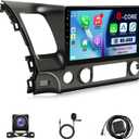 8-Core 4+64GB Upgrade Car Radio for Honda Civic 2006 2007 2008 2009 2010 2011 Stereo with Carplay Android Auto, 10.1" Touch Screen for Civic with GPS/WiFi/BT/FM/SWC + MIC + Backup Camera