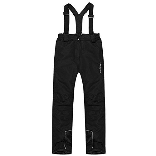 PHIBEE Boys' Waterproof Breathable Polyester Snowboard Ski Pants Black, Size 16