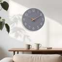 Mosewa Wall Clock 12 Inch Gray Silent Non Ticking Battery Operated Modern Simple Clock Decorative for Kitchen Home Bedroom Bathroom Office Living Room