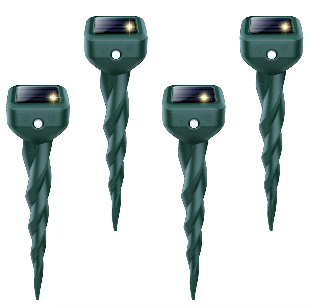 Mole Repellent Solar Powered Waterproof Ultrasonic Deterrent Stake 4 Pack