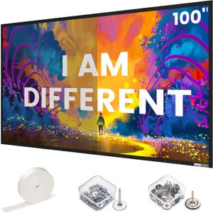 ALR Projector Screen for Standard Throw- Wall Mounted - TGL-100-A High Contrast 70% ALR High Brightness 2.7X Gain - 100 inch 16:9 Gray Screen - by SilverMagic