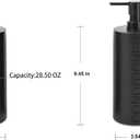 2-Pack Matte Black Resin Refillable Shampoo & Conditioner Bottles Modern Bathroom Pump Dispenser Set, Durable Resin Shower Containers with Embossed Labels, Reusable Pump Bottle
