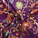 Premium Bohemian Floral Faux Silk Fabric by The Yard | Lightweight Ethnic Indian Print (Kalamkari Style) for Sewing, Dressmaking, Crafts & Home Dcor (3 Yard pre Cut, Kalamkari Pattern 6)