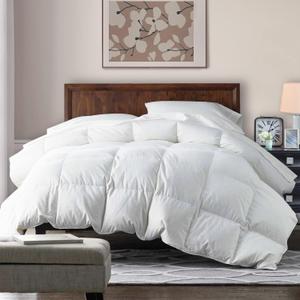 WarmKiss Goose Down Feather Comforter Twin Size All Season Duvet Insert - 100% Cotton Cover - White (Twin, 68''x90'')