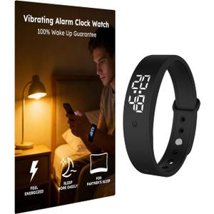Vibrating Alarm Clock Watch for Heavy Sleepers, Silent Wake Up Bracelet & Smart Wristband, Wearable Vibration Wrist Alarm, Non-Audible Sleep Wristband for Men & Women