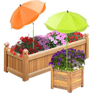 2 Pack Upgraded Plant Umbrellas for Outdoor Plants, 26" Larger Garden Plant Umbrella Shade with Adjustable Angle, 43.4" Higher Sun Shade for Plants, Potted Plant, Garden Beds (Green, Orange)