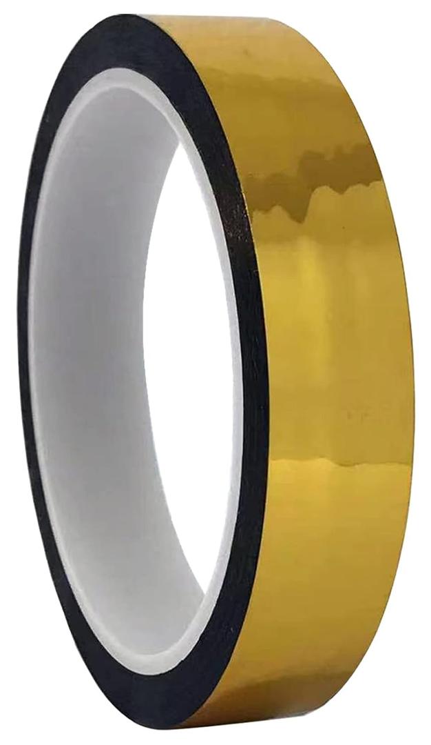 Gold Metalized Polyester Mylar Film Tape,3/4 inch x 55 yds. Thin Mirror Tape,Decor Tape for Accent Wall, Doors, Cabinets and Graphic Art (Not for Heavy Duty Repairs)