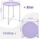 Garden 4 you End Table 2 PCS Metal Side Table Purple Round Folding Tray Cyan Sofa Small Accent Fold-able Table, Round End Table Tray, Next to Sofa Table, Snack Table for Living Room and Bed Room