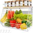 Upgrade Strong Magnetic Shelf for Fridge, Onion and Potato,Spice Rack,Fruit and Vegetable Storage and Organizer, Refrigerator organizers, Magnetic Basket for Pantry, Kitchen and Laundry Organizer, White