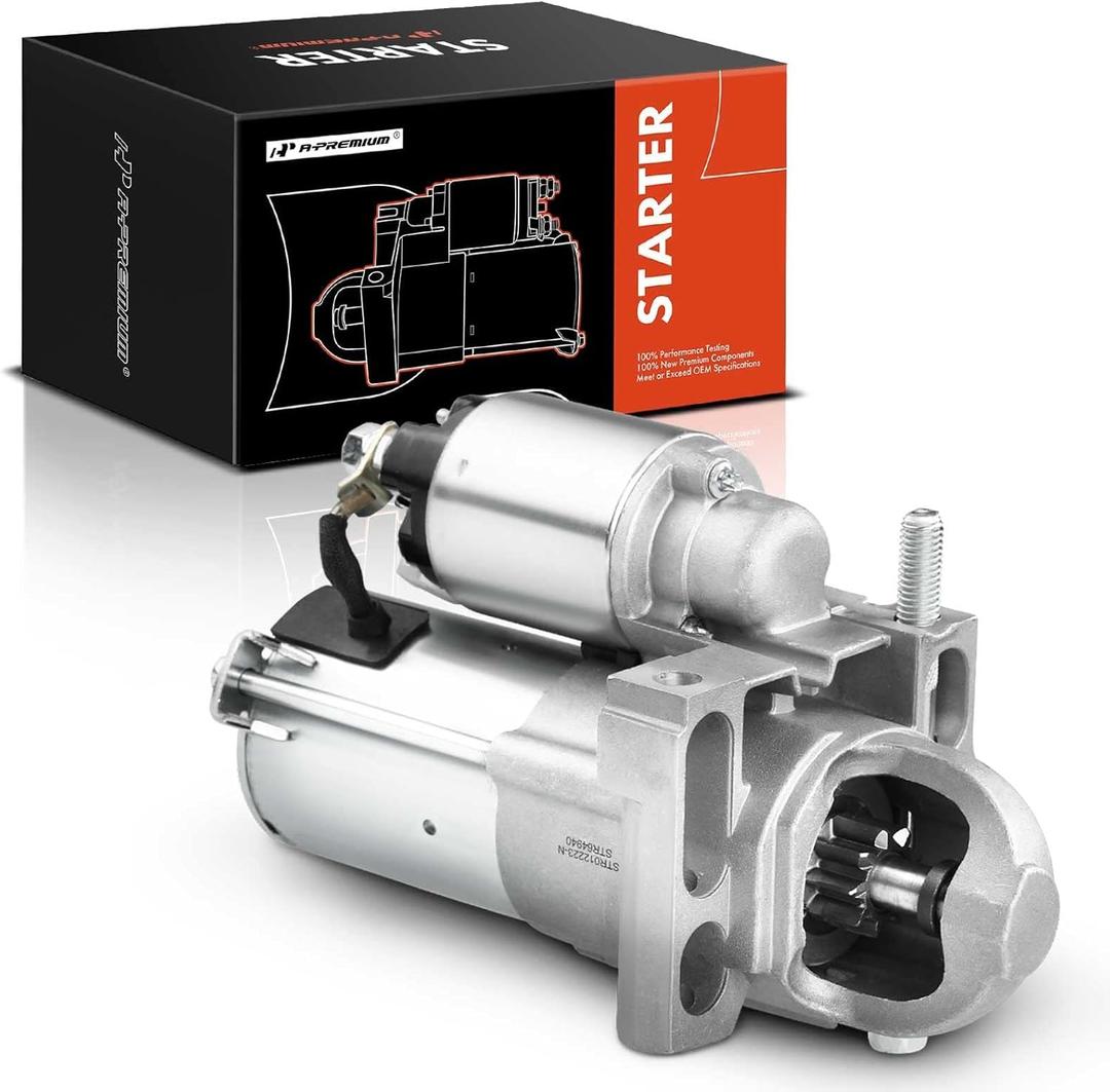 A-Premium Starter Motor Compatible with Chevy Silverado, Tahoe & GMC Sierra, Yukon & Cadillac Escalade & Buick Rainier, 4.8L 5.3L, 1.1KW 12V CW 9 Teeth, Replace# 12568051, 12578050, 12592294, 89017631