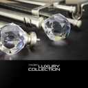 Double Curtain Rod Set:1-1/8 Inch Diameter Luxury Silver Curtain Rods, 36-72 Inches Adjustable Silver Drapery Rod with Crystal-clear Faceted Finials for 1 Pack