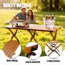 TAO ONE Roll-Up Camping Table Portable Low Folding Table for Outdoor -Brown