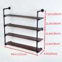 Industrial Pipe Shelving Wall Mounted,48in Rustic Metal Floating Shelves,Steampunk Real Wood Book Shelves,Wall Shelf Unit Bookshelf Hanging Wall Shelves,Farmhouse Kitchen Bar Shelving(4 Tier)