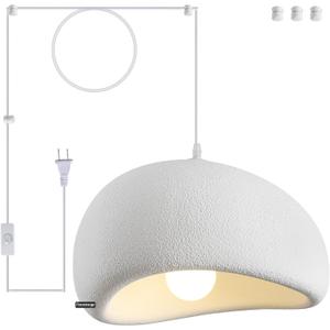 20in Plug in Chandelier, Wabi Sabi Pendant Light, 19.7ft Cord