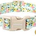 DOGWONG Flower Cotton Dog Collar, Spring Summer Cute Yellow Dog Collar Durable Soft Fabric Pet Dog Collars Female Girl Necklace for Small Medium Large Dogs (Small (Pack of 1), rosa)