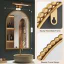 PERHOM 36"X24" Gold Arched Beaded Bathroom Mirror,Vintage Wall Decor