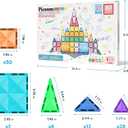 PicassoTiles 80 PCs Magnetic Tiles Travel Size Mini Version Building Block Construction Set for Kids Great Gift Ages 3+ Boys & Girls Preschool Kindergarten Montessori Playing Toys Stacking Fun PTM80