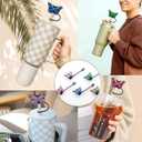 3 x 5Pcs Butterfly Straw Toppers f 9-10mm Straws, Silicone Straw Cover Cap for Stanley Cup Accessories, Purple Pink for Stanley Tumbler 40&30 oz, Reusable Straws Tops Compatible 10mm