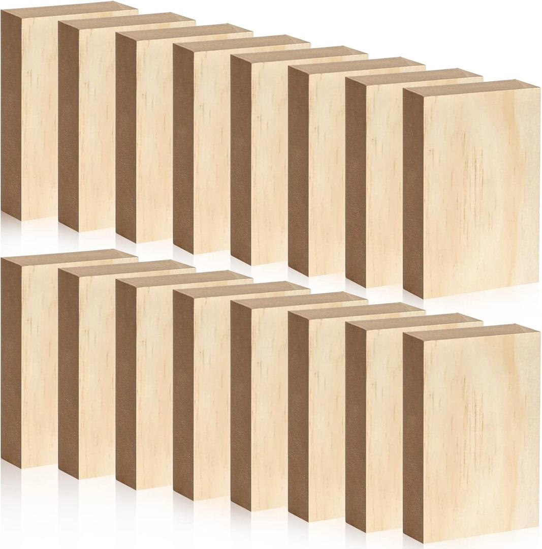 16 Pack Unfinished Wood Blocks for Crafts, 4.92 X 3 X 1 Inch MDF Wood Board Wooden Rectangle Blocks Craft Panels for Art and Crafts, Engraving, Painting, DIY Projects, Chip Carving