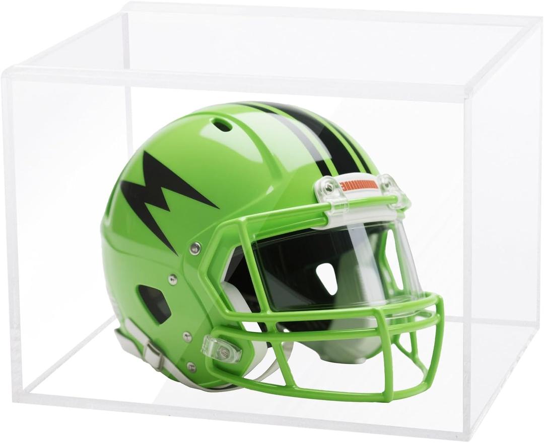 Klmnop Mini Helmet Display Case, Clear Acrylic Football Baseball Helmet Protection Case, UV Protection Storage Box for Autographed Balls and Mini Helmets(Clear)