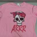Pirate Dead with Eye Patch Pink Bandana Halloween Costume T-Shirt Small