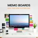 Monitor Memo Boards for Computer, Set of 3 (Left & Right & Bottom) Multifunction Acrylic Screen Message Reminder Pad Side Panels Phone Holder - Utility Organizer for Office Desktop, with Sticky Notes
