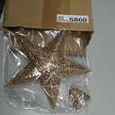 Sumind 9.8 x 11.8 Inch Christmas Star Tree Topper Glittered Star Metal Plug in Treetop Ornaments with Bow and 30 LED String Light for Christmas Tree Indoor Holiday Party Decoration(Champagne), 12 inches x 10 inches x 8 inches