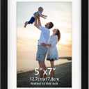 Hoikwo 5x7 Black Picture Frame, Display Pictures 4x6 with Mat or 5x7 Without Mat, 1 Pack 5 by 7 Frame for Wall Hanging and Table