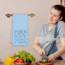 Coquette Blue Bow Beach Kitchen Towels, Coastal Nautical Dish Tea Towels for Kitchen Decor, Blue Preppy Seashell Starfish Beach Decorative Hand Towels for Bathroom, 16x24 Inch