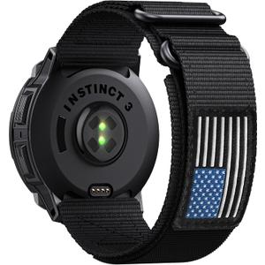 Double Loop Buckle Nylon Strap Compatible with Garmin Instinct 2/2X/3/E Series 45mm/50mm cases Adjustable Breathable Wristband Fit for Garmin Instinct Standard/Solar/Tactical/Tide/Esports