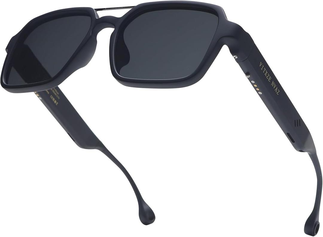 Smart Glasses for Women & Men, Sunglasses with Bluetooth Speaker, UV400 Protection, Wireless Music & Calls, Lightweight Frame, Touch Control Compatible with iOS/Android (MH007-B)