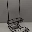 Shower Caddy Hanging, Over Head Shower Caddy Shower Storage Rack Basket with Hooks for Razor and Sponge Rustproof, No Drilling, Accessories for Bathroom and Kitchen, Black2 (Single shelf)