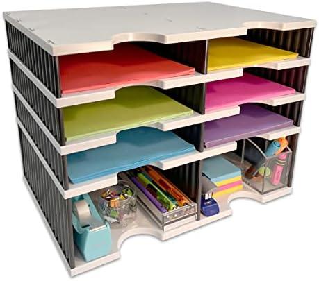 Ultimate Office Desk Letter Tray Organizer with Riser Storage Base – 6 Compartment Unit