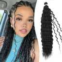 HUA Curly Braiding Hair for Boho Braids 130g/pack Deep Wave Bulk Human Hair Mix Synthetic for Boho Braids Long Curly Braiding for Daily Use/Date/Travel/Graduation/Birthday/Wedding 20 Inch