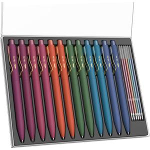 Mr. Pen- Ballpoint Pens with Case, 12 Pack, Colorful Ink, 12 Refills, 0.7mm Cute Ballpoint Pens Assorted Color Ink