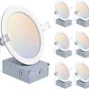 6 Pack 6 Inch LED Recessed Lights with Junction Box, Recessed Lighting 6 Inch 5CCT Dimmable 2700K-6000K,15W 1200lm Canless Downlight-ETL and Energy Star Certified