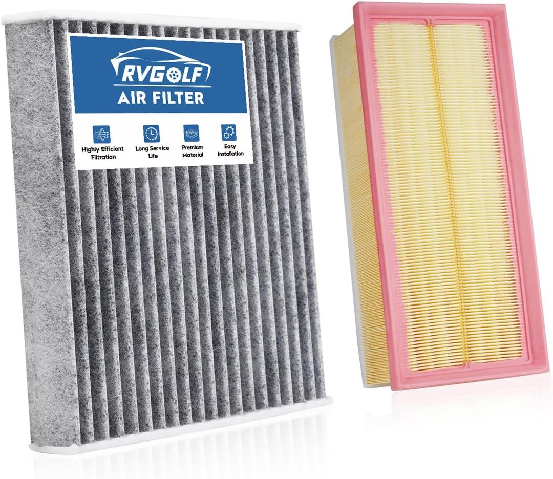 Engine+Cabin Air Filters Set Fit for 2018-2026 Volkswagen Atlas 2.0L 3.6L, Atlas Cross Sport 2020-2026 Engine Air Filter VW Atlas Replacement Automotive Accessories CF11643 3QF129620