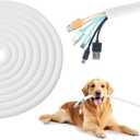 Split Wire Loom 3/8 Inch 50ft, Braided Cable Sleeve for Cable Management, Cord Protector for Pets, TV, Desk & Automotive, White