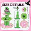 Baderke 3 Tier Pink and Green Cupcake Stand Witch Themed Happy Birthday Decoration Desert Tower Cake Stand with Topper Women Party Cupcake Display Holder Table Centerpiece Supplies