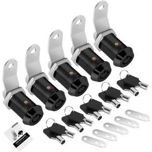 4 Pack Cabinet Lock with Keys, 1" RV Storage Locks Keyed Alike, RV Locks for Storage Door, Camper Toolbox RV Cam Locks with Manual(Black, 4Pack, 1 Inch)