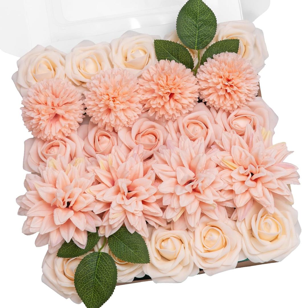 TINGE TIME Pink Artificial Flowers Combo Box Set, Fake Flower Leaf with Stems for DIY Spring Garland Wedding Bouquets Table Centerpieces Baby Shower Home Party Floral Arrangements Decorations