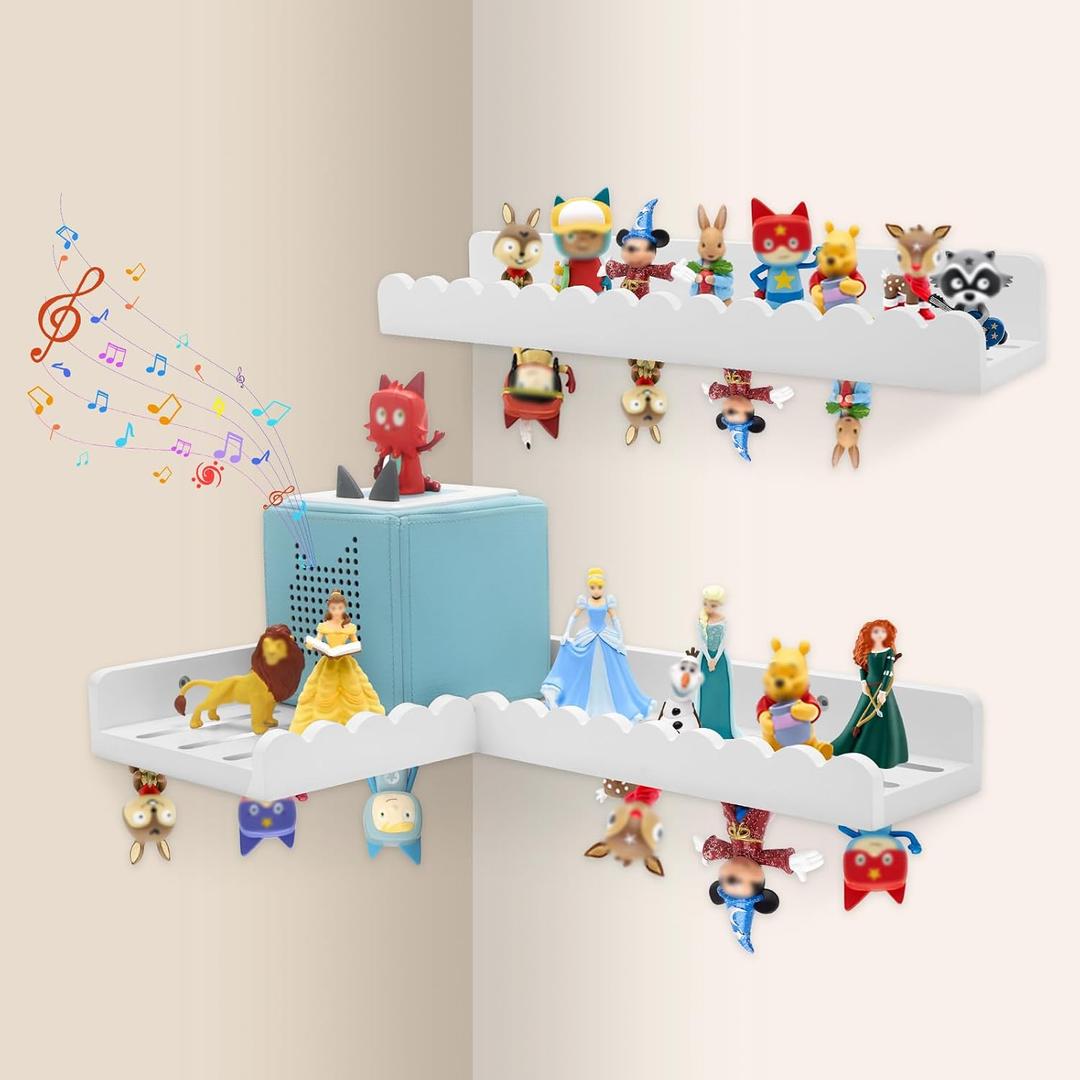 90 Bookshelf for Tonies Box Storage Wall Corner, Magnetic Floating Shelves Compatible with Organizer for TonieBox 1/2 Player Tonies Figures, Display Collection 30~40 Tonie Characters