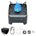 HUGEFLAMES Single Burner Propane Stove, Wind-Guard Camping Stove, Automatic Ignition Propane Burner for Outdoor Cooking