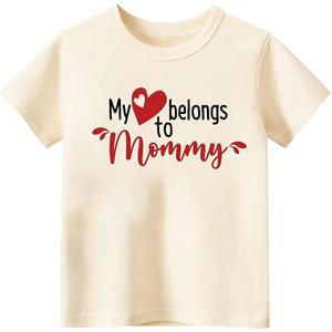 Mothers Day Shirt for Toddler Girls Boys Kids, I Love My Mama Tee, Happy Mothers Day T-Shirt Tees Cream, 150/72