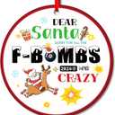 SICOHOME Funny Christmas Ornament 2024, Dear Santa Sorry for All The F-Bombs 2024 was Crazy, 3" Funny Ornaments for Adults Arcylic Inappropriate Naughty Christmas Ornament - Green