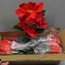 Artificial Flowers for Outdoors Red Christmas Poinsettia Flowers 12 Bundles Mixed Fake Plants UV Resistant Faux Flowers for Outdoor Planters Garden Porch Patio Home Winter Decor