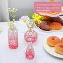 Pink Small Flower Vase Set, Glass Bud Vase in Bulk Set of 8,Artistic and Cultural Flavor Mini Vases for Home Office Decor, Bedroom, Office, Living Room Decorations,Wedding