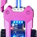 Smart Butane Torch Lighter, Voice-Activated Windproof Refillable Lighters with 4 Ignition Options, Spinner Mecha Design with Dazzling Color Breathing Lights (Fuel Not Included) (Pink Gradient)