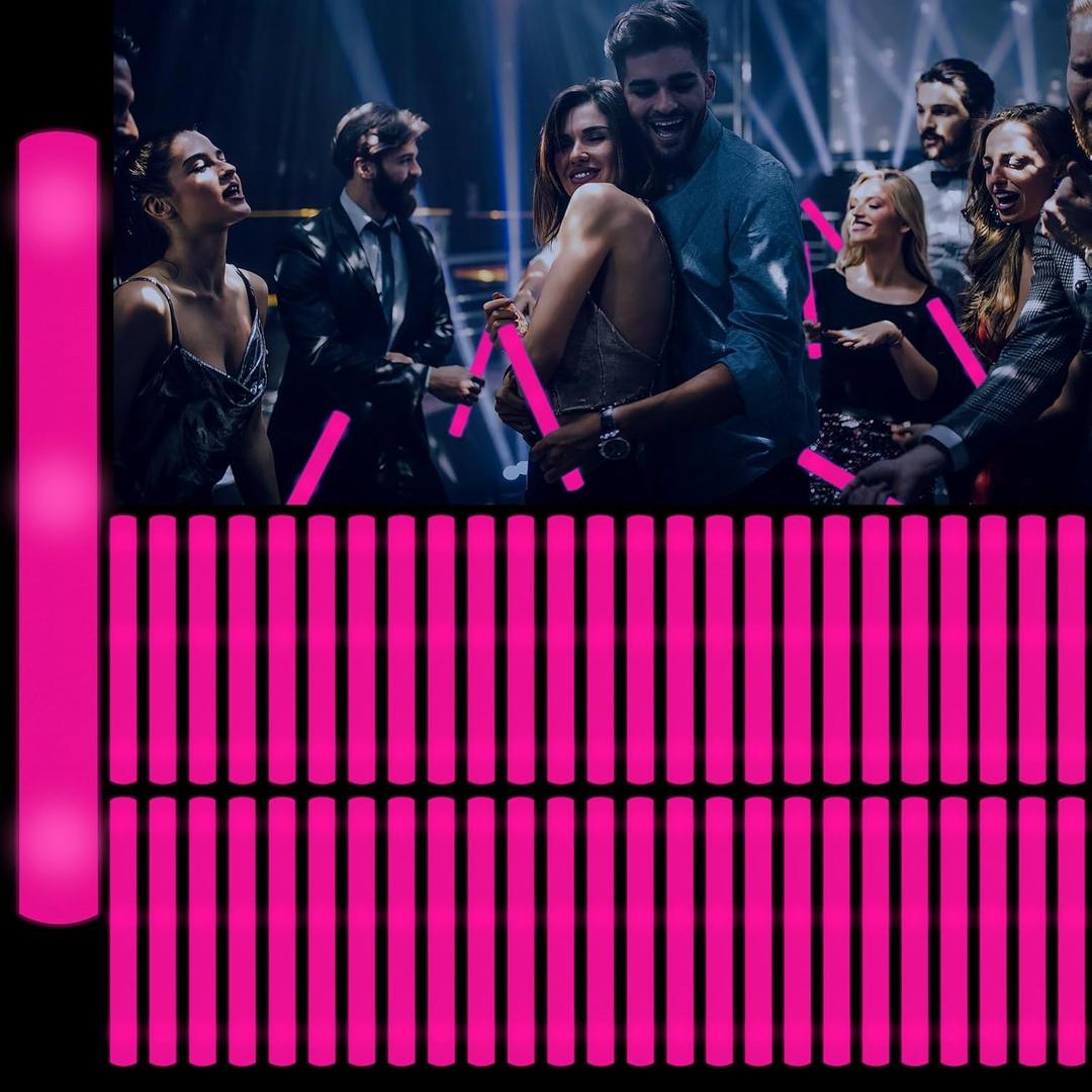 60Pack LED Glow Foam Sticks Bulk,Light Up Glow Sticks with 3 Flashing Modes,Glow Wands Party Pack,Glow In The Dark Party Supplies for Valentines Day,July 4th, Wedding,Birthday,Concert(Pink)