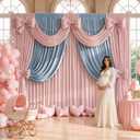 50FTx12FT Dusty Pink Backdrop Curtains for Weddings, Birthdays and Photos